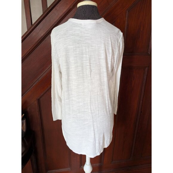 Ann Taylor Loft White Long Sleeve Top With Tassel Tie Detail Womens L Boho - Picture 3 of 10